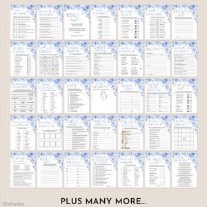 Blue Floral Bridal Shower Games, Editable Bachelorette Games, Printable Wedding Shower Games, Bridal Party Games, Something Blue Before I do image 2