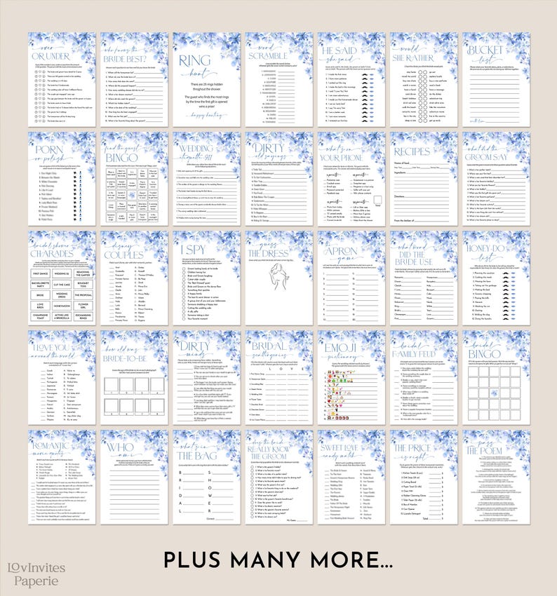 Blue Floral Bridal Shower Games, Editable Bachelorette Games, Printable Wedding Shower Games, Bridal Party Games, Something Blue Before I do image 2