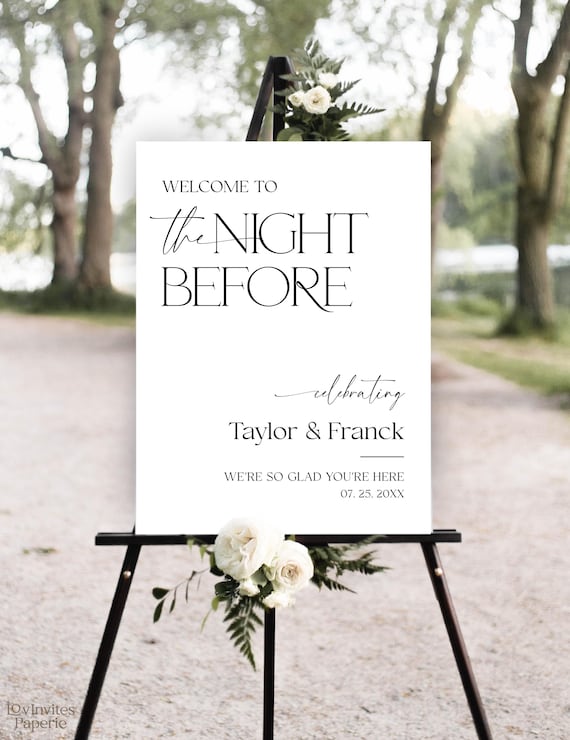 The Night Before Welcome Sign, Rehearsal Dinner Welcome Sign Template, Editable Welcome to the Night Before Poster, Printable Download