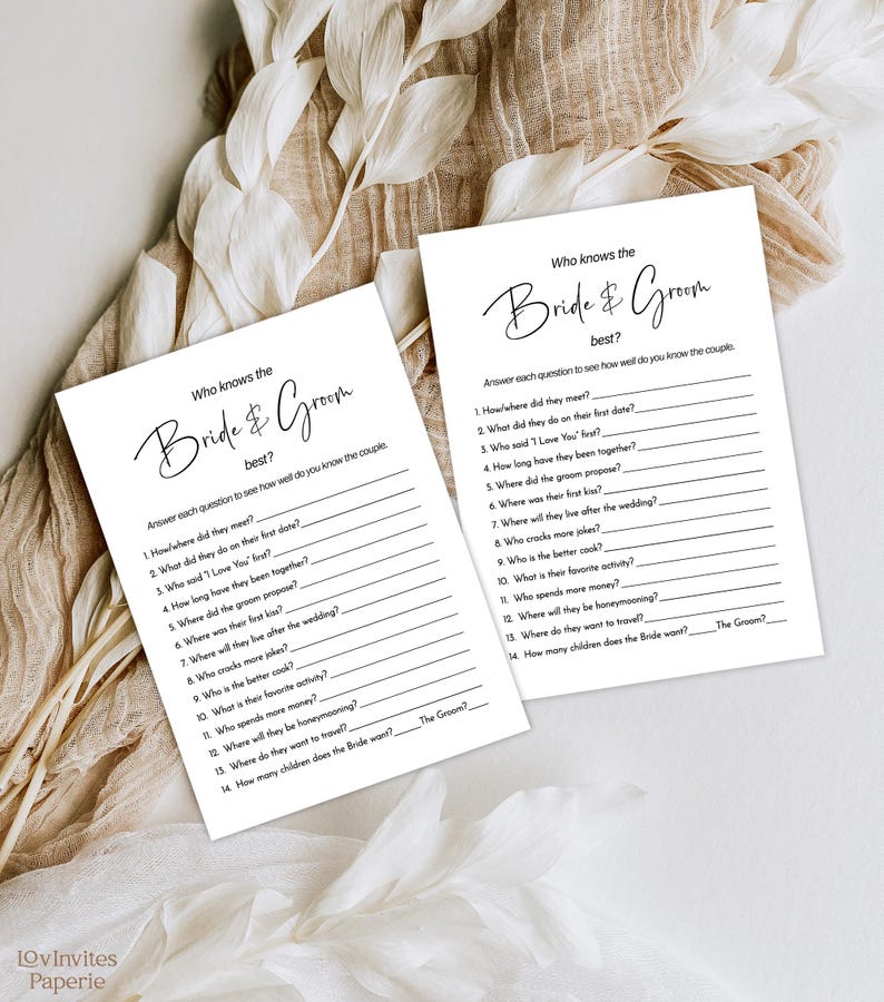 Who Knows the Couple Best Game Minimalist, How Well Do You Know the