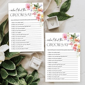 What Did the Groom Say Game, Bridal Shower Game Printable Template ...