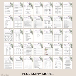 Bridal Shower Games, Lavender Bachelorette Games, Printable Wedding Shower Games, Editable Bridal Party Games, Bride Groom Fun Games Bundle 画像 2