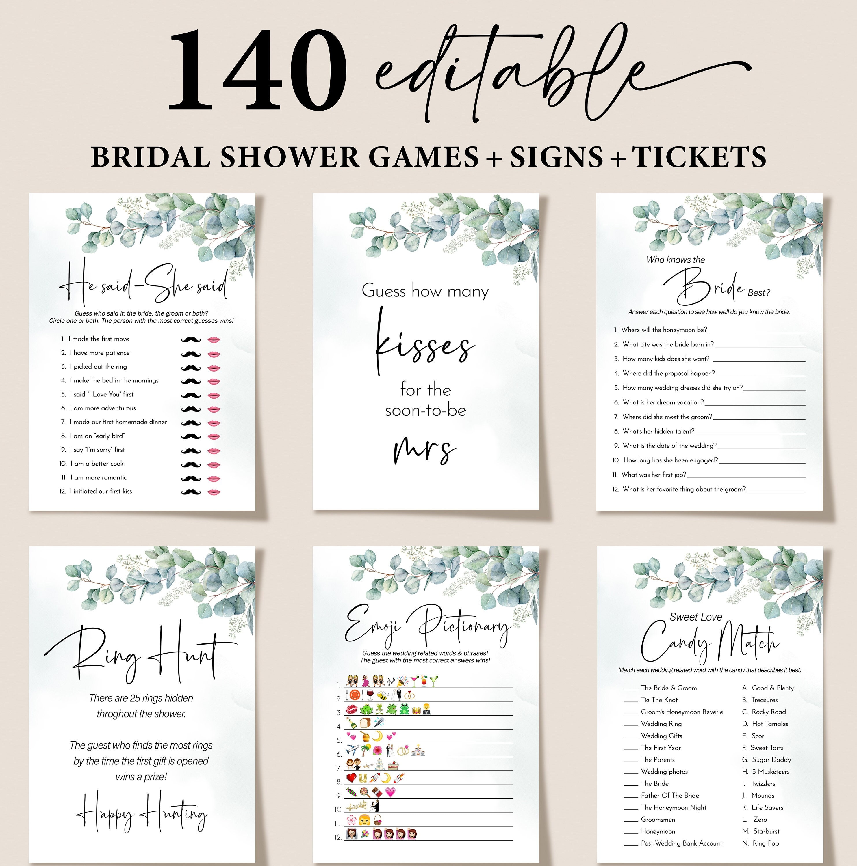 Bridal Shower Game Cards - 'I Love You Around The World' Pack Of 30 With Answer Card, Boho Floral Design