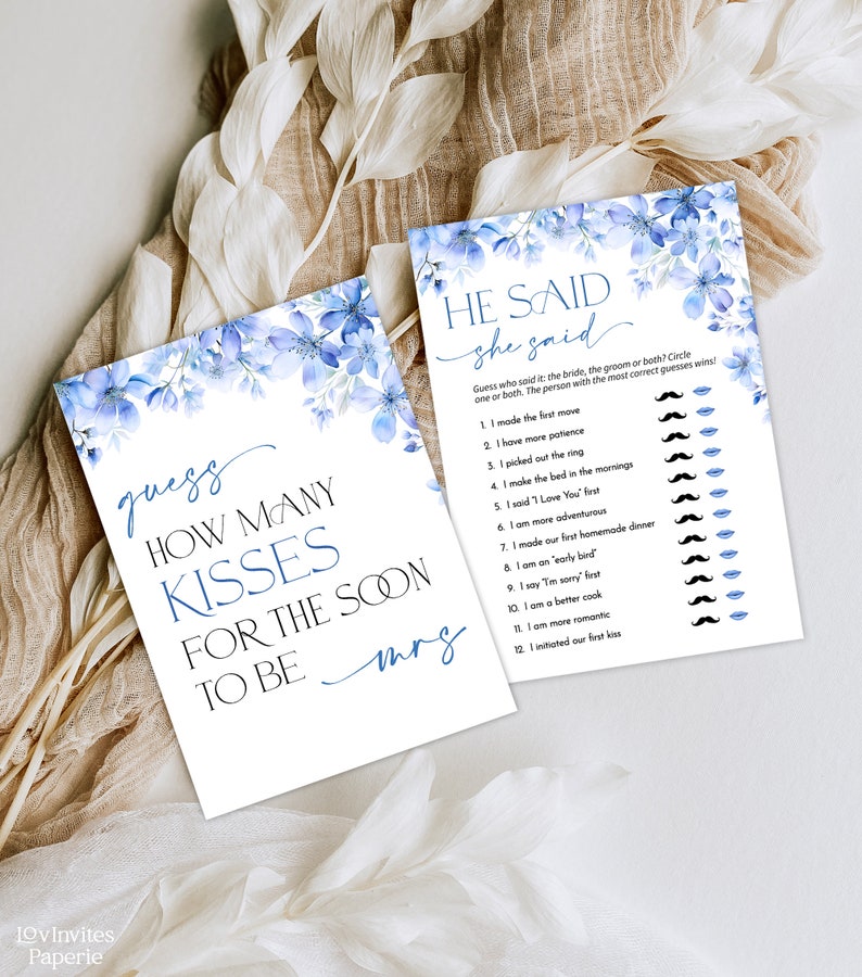 Blue Floral Bridal Shower Games, Editable Bachelorette Games, Printable Wedding Shower Games, Bridal Party Games, Something Blue Before I do image 3