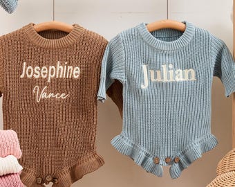 Custom Monogrammed Baby Romper - Personalized Embroidered Name Keepsake, Unique Newborn Outfit Gift, Mothers Day Infant Present