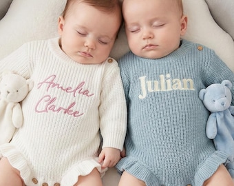 Custom Embroidered Baby Romper - Personalized Name Milestone Gift, Monogrammed Infant Outfit, Unique First Birthday Keepsake