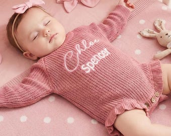 Personalized Baby Name Romper - Custom Embroidered Mothers Day Gift, Monogrammed Newborn Outfit, Unique Infant Keepsake for Mom