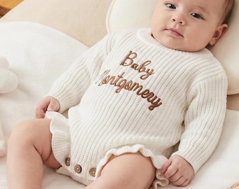 Custom Embroidered Newborn Romper - Personalized Name Baby Outfit, Welcome Newborn Keepsake, Gender Neutral Infant Onesie Gift