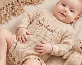 Custom Baby Name Romper for Photos - Personalized Embroidered Infant Outfit, Monogrammed Newborn Photoshoot Gift, Cute Keepsake