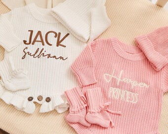 Personalized Newborn Coming Home Romper - Custom Embroidered Name Outfit, Monogrammed Hospital Discharge Gift for Infant