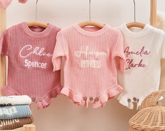 Personalized Newborn Name Romper - Custom Embroidered Baby Onesie, Unique Baby Shower Gift, Monogrammed Infant Outfit for Photos