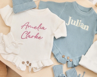 Custom Newborn Boy Romper - Personalized Embroidered Name Outfit, Monogrammed Baby Boy Gift, Unique Shower Keepsake for Infant