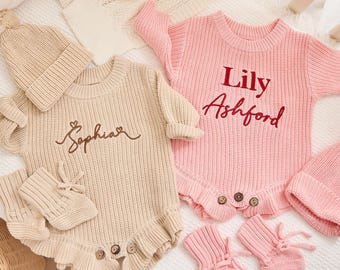 Personalized Newborn Girl Romper - Custom Embroidered Name Onesie, Monogrammed Baby Girl Gift, Cute Shower Outfit for Infant