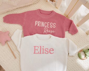 Handmade Embroidered Baby Sweater: Custom Name Knit Jumper