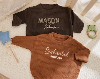 Personalized Embroidered Baby Sweater: Custom Knit Cotton Jumper