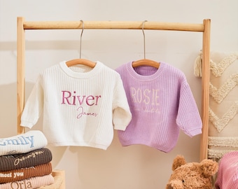 Personalized Baby Sweater: Hand Embroidered Knit Jumper, Keepsake Gift