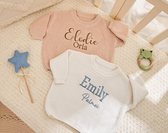 Personalized Embroidered Baby Sweater : Custom Name Knitted Newborn Gift.