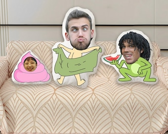 Custom Face Pillow : Personalized Photo Throw Pillow Funny Couple Gift.