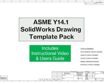 Pacchetto di modelli di disegno SolidWorks ASME Y14.1 / Cartiglio per ingegneria meccanica / Standard di disegno CAD + Video didattico