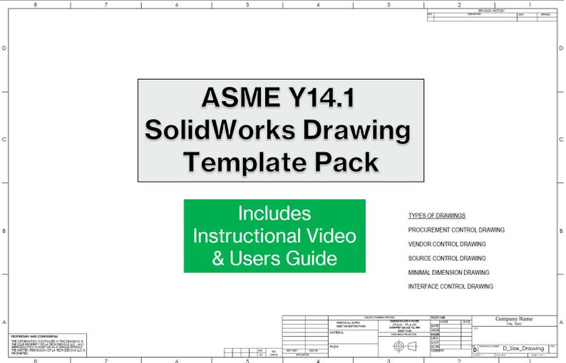 ASME Y14.1 Solidworks Drawing Template Pack | Mechanical Engineering ...