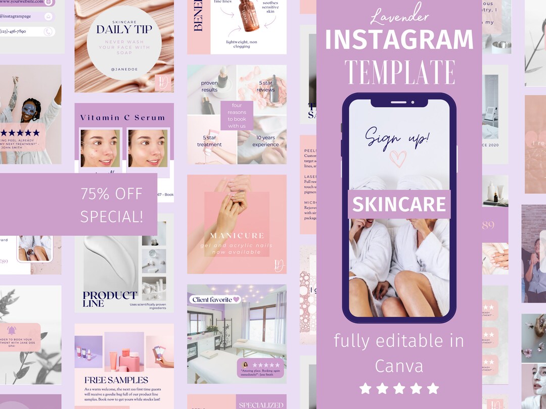 Skincare Instagram Template, Canva Template Instagram, Social Media ...