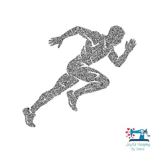 Silueta de corredor de atletismo masculino - Diseño de bordado a máquina (descarga digital)