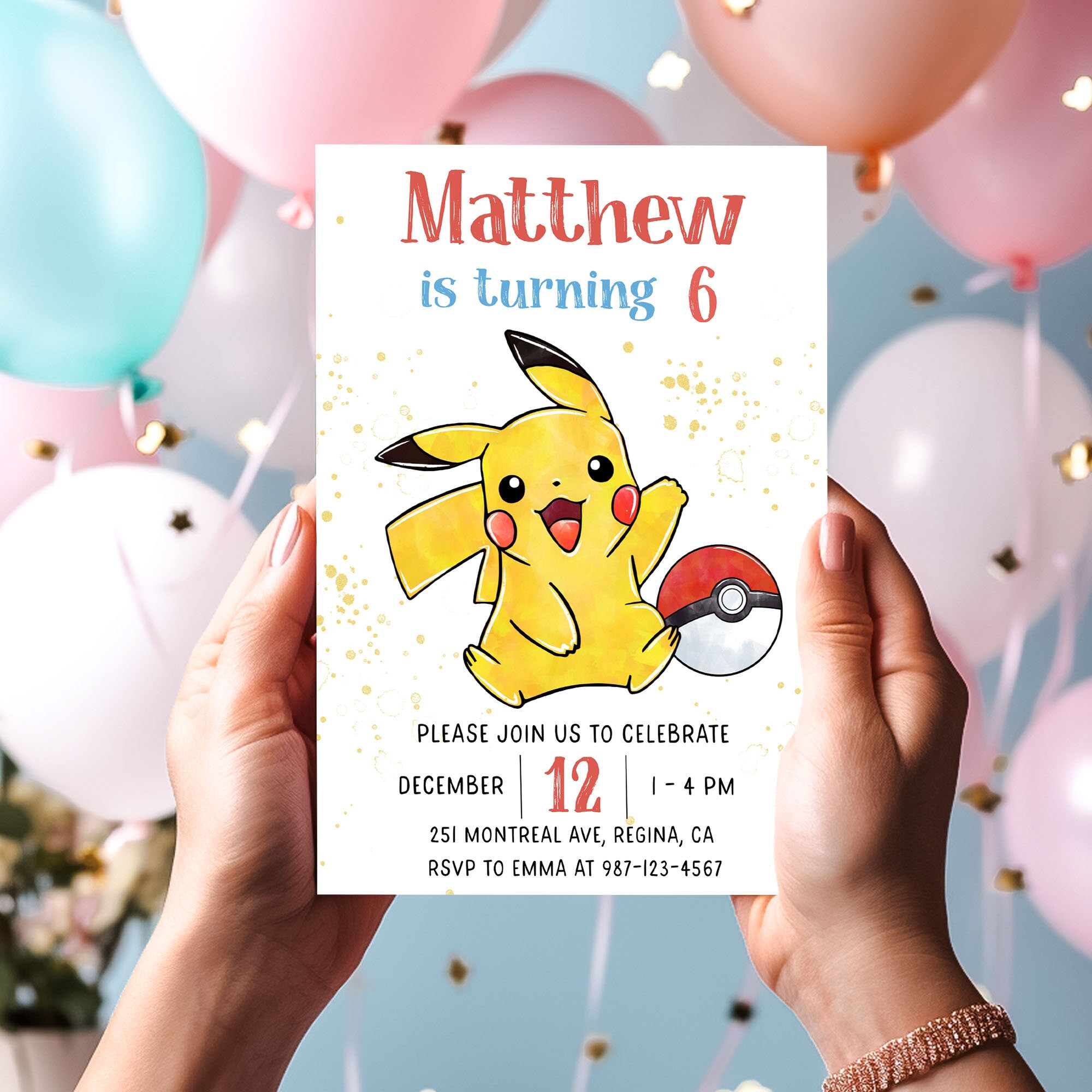 Editable Pikachu Invite Pokemon Invitation Instant Download 5x7 Pikachu ...