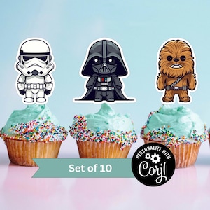 Editable Star War Birthday Cupcake Toppers Template Printable Birthday Party Toppers Digital Kids Party Cake Topper Template Bday Topper sw1