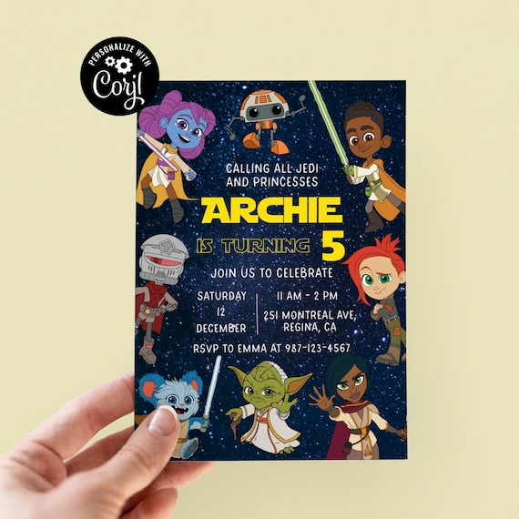 Editable Star Wars Birthday Invitation, Kids Jedi Party (Digital)
