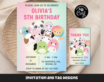 Editable Squishmallow invitation Printable Squish birthday invitation girl birthday invite squish invite squishy party Birthday Party Invite
