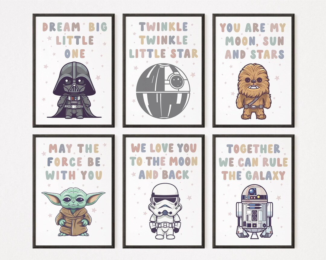 Star War Poster 6 Set, Star War Nursery, Star War Wall Art Starwar Art ...