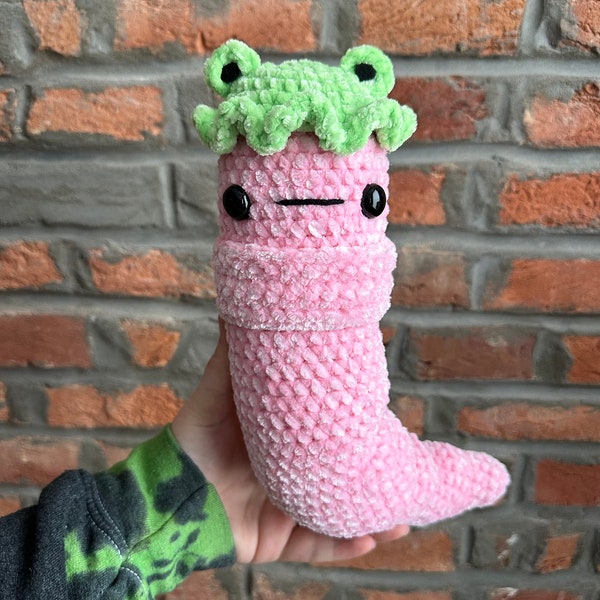 Sherbert the worm crochet plushie