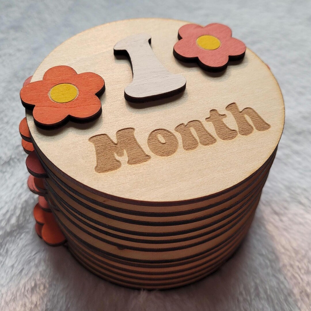 Laser Engraved Baby Monthly Milestone Discs | 1-12 Month Markers ...