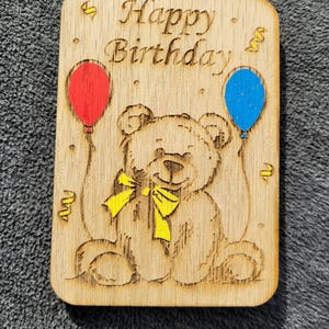 Fichier découpé au laser de carte d'anniversaire ours (LISTE NUMÉRIQUE UNIQUEMENT) carte d'anniversaire découpée au laser | Svg anniversaire | Fichier anniversaire découpé au laser