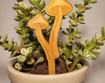 Double Mushroom Plant Stake| Mushroom Decor| Plant Decor| Cute Plant Decor| Wooden Plant Stakes| Gifts for Plant Lover