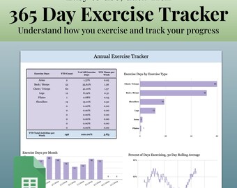 Suivi des exercices d'haltérophilie : journal Google Sheets de 365 jours (téléchargement numérique)