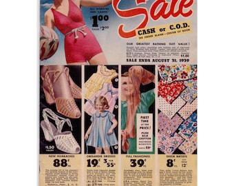 1939 National Bellas Hess Catalog Fashion Shoes Swimwear World’s Fair 74 Pages