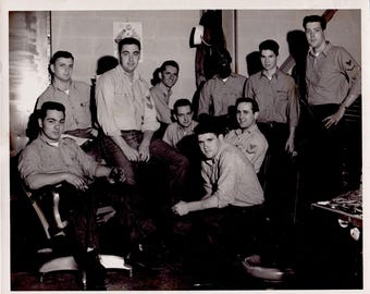 Vintage Black & White Military Group Photo 1970s Men In Uniforms Historical