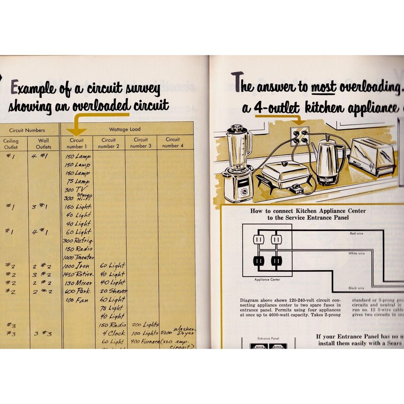 Sears Simplified Electric Wiring Handbook Rev. 1969 DIY Tools Diagrams ...