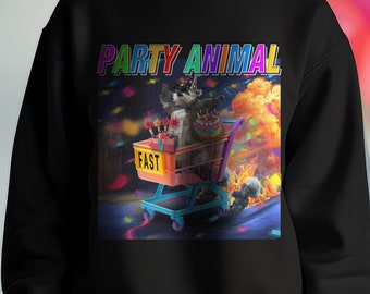 Party Animal Sweater, Funny Raccoon Sweater, Meme Party Sweater, Gen Z Humor Sweater, Parody Gifts, Cute Animal Sweater, Crazy Sweater