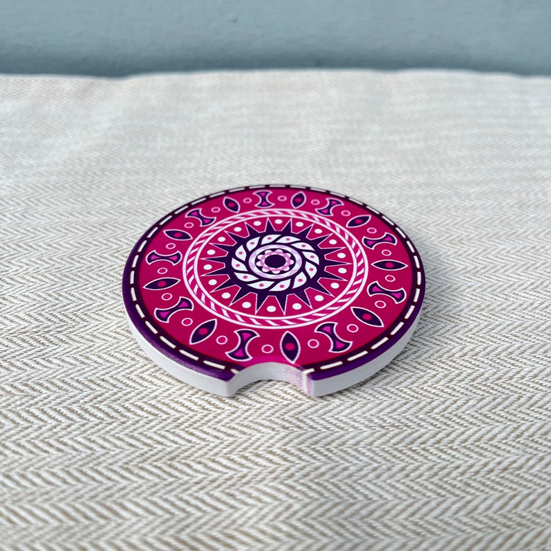 Set of 2 Handmade Ceramic Car Coasters,cup Holder Coasters,boho Car Cup