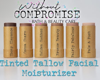 Tinted Tallow Facial Moisturizer | Kaolin Clay, Emu Oil (50 mL Biodegradable Stick)