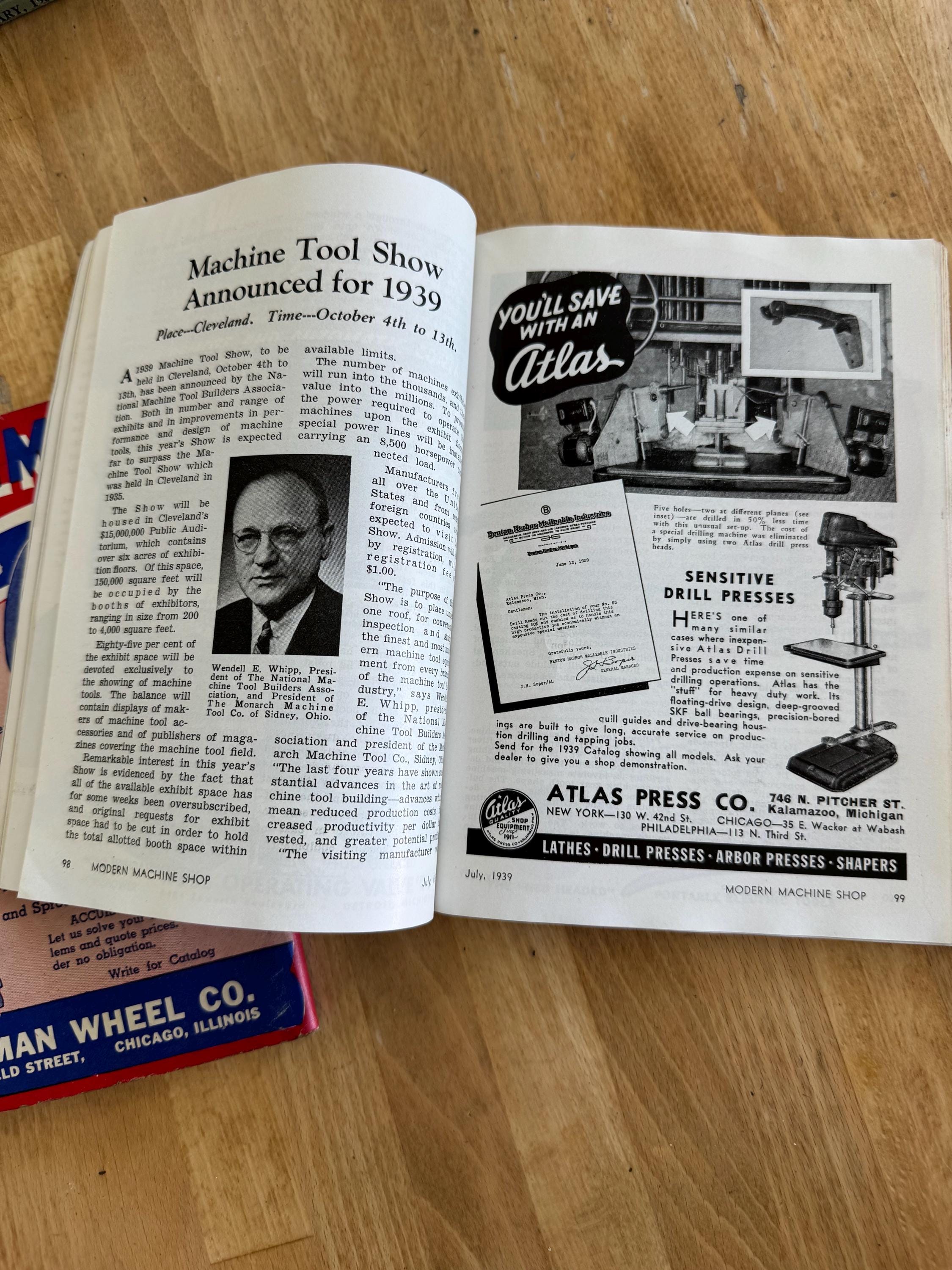 ヴィンテージ産業貿易雑誌：モダン・マシン・ショップ＆ヒッチコックの