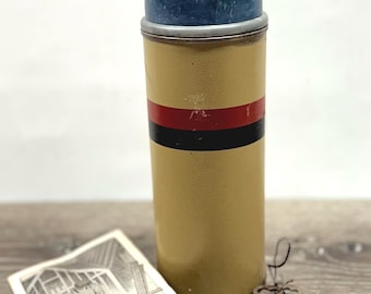 1950s American Thermos: Marbled Blue Cup, Original Cork - Vintage Collectible