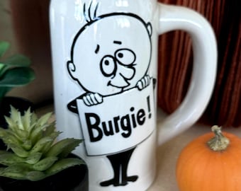 Boccale da birra vintage "Burgie!" - Boccale in ceramica di Ceramarte Inc., Brasile - Oggetto da collezione pubblicitario degli anni '60-'70