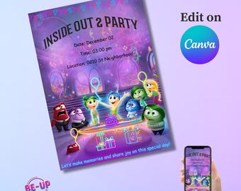 Feiern Sie mit Emotionen: Inside Out-Geburtstagseinladung|Laden Sie zu einem Abenteuer mit Inside Out ein!|Begeistern Sie alle mit der Inside Out-Party!