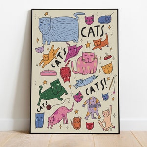 Gatti! Gatti! Gatti! Stampa artistica - Ideale per gli amanti dei gatti