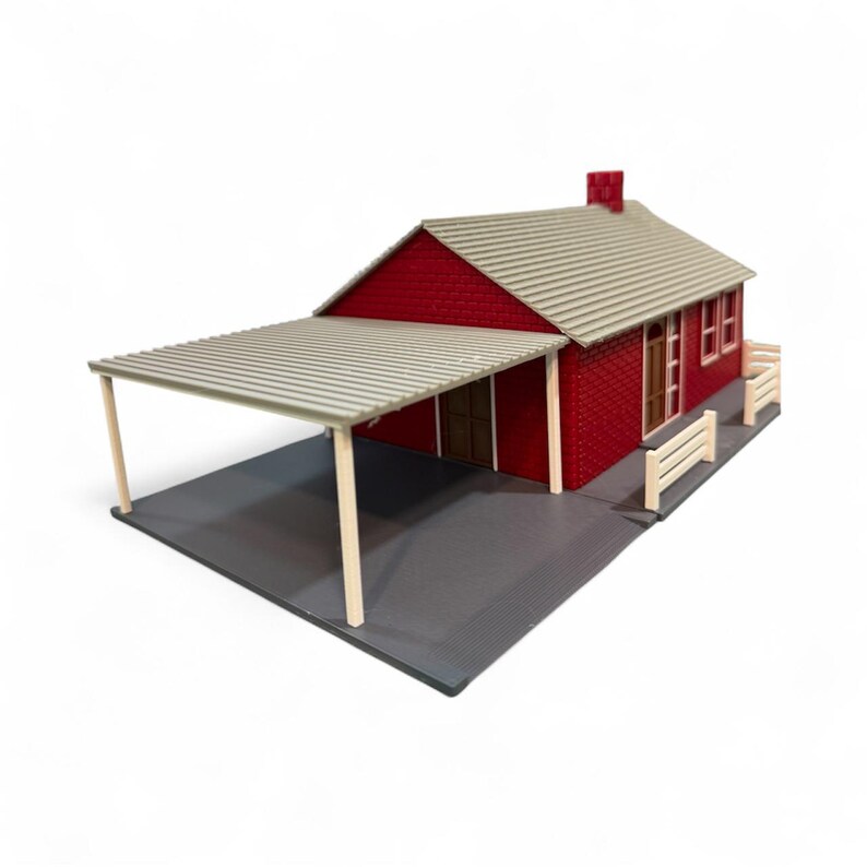 Scale Model Ranch House O Scale Ranch House W/ Carport - Etsy