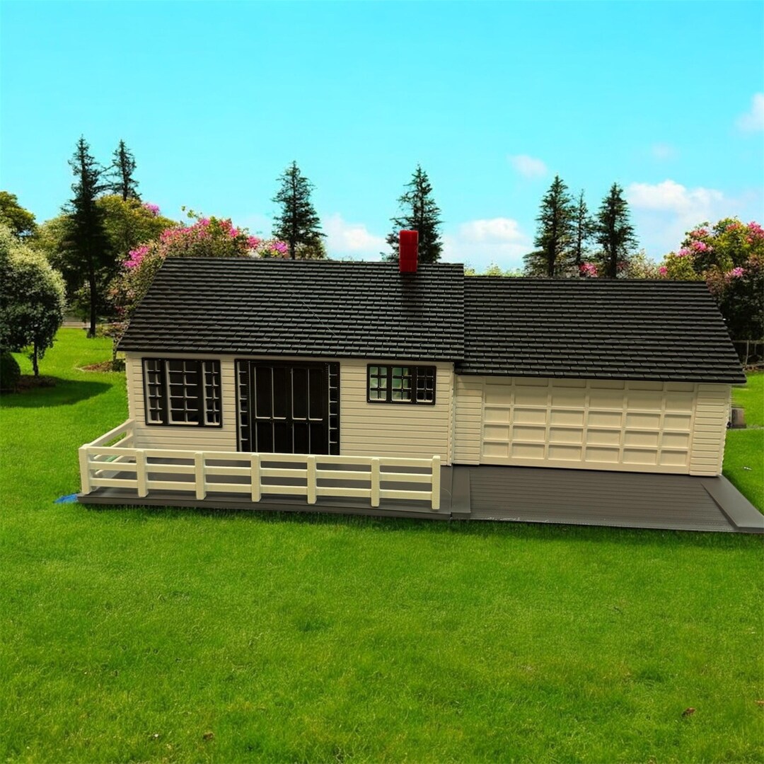 Scale Model Ranch House O Scale Ranch House W/ Double Car Garage - Etsy