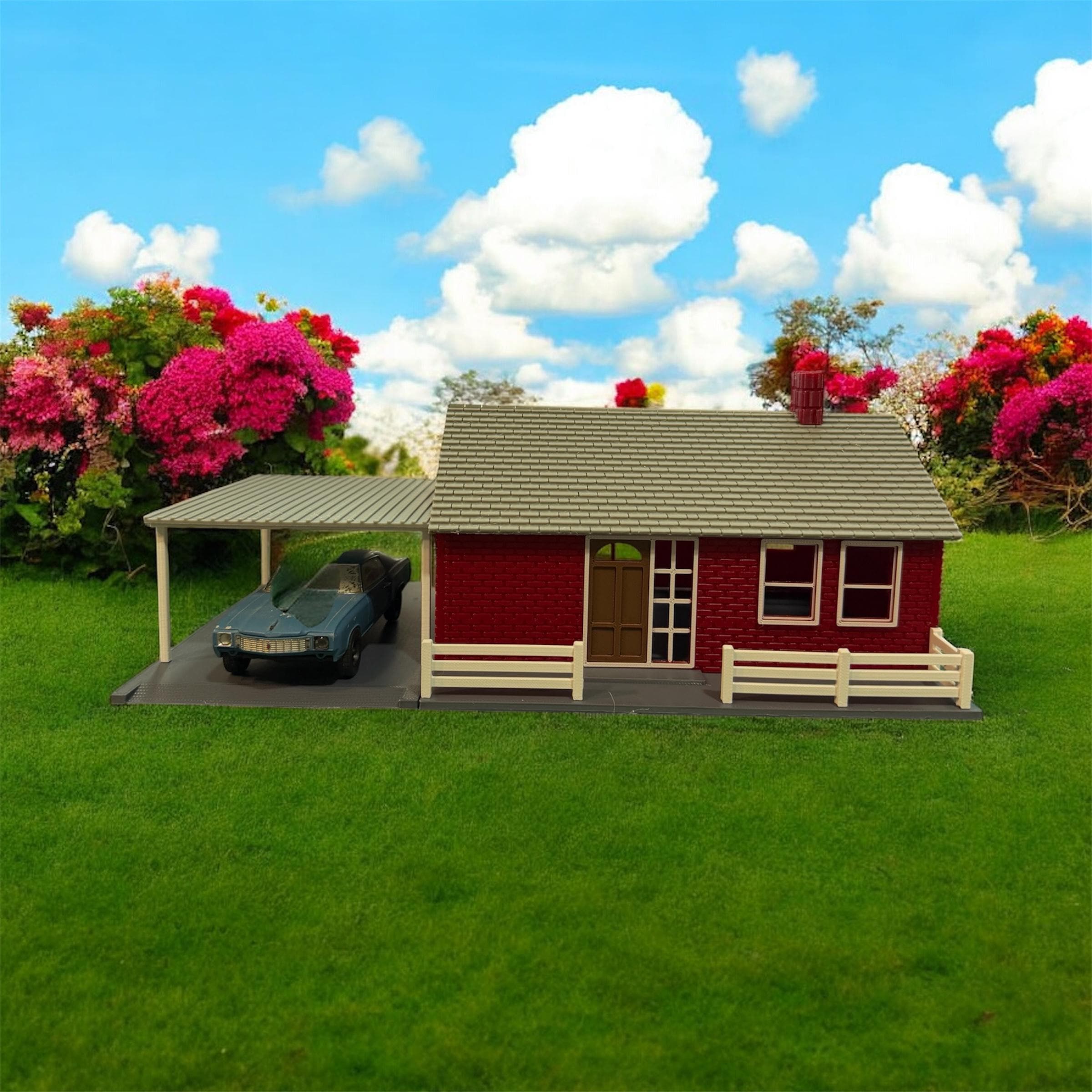 Scale Model Ranch House O Scale Ranch House W/ Carport - Etsy
